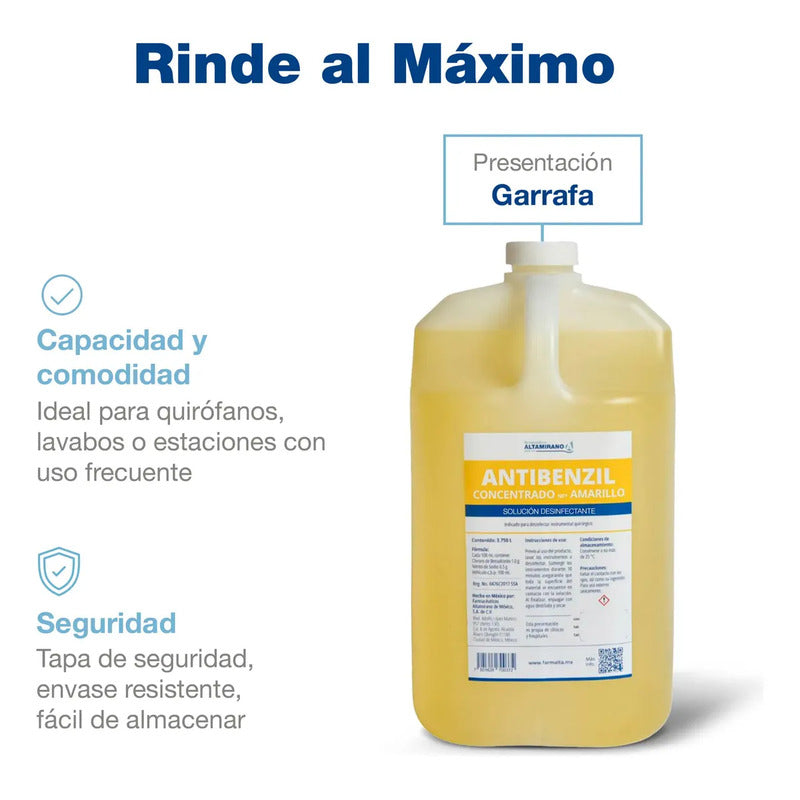 Antibenzil Concentrado Nf Amarillo 3.750 L Solución Desinfectante - Exclusivo Para Profesionales De La Salud. Farmacéuticos Altamirano