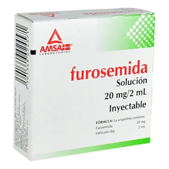 Furosemida Solución Inyectable 20 Mg/2 Ml, 5 Ampolletas 2 Ml