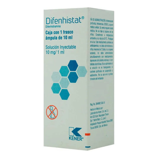 Difenhistat Solución 10 Mg, 1 Frasco Ámpula 10 Ml
