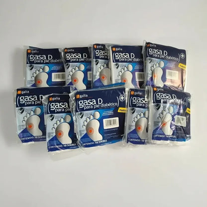 10 Bolsas De Gasa Pieddiabetico Estéril 10x10cm 10gasas C/u Blanco