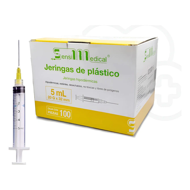 Jeringa 5ml C/aguja 20gx32mm Amarilla Caja C/100pz 5 Ml