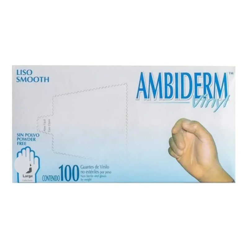 Guantes Descartables Ambiderm Bp Color Transparente Talle M De Vinilo Con Polvo X 100 Unidades