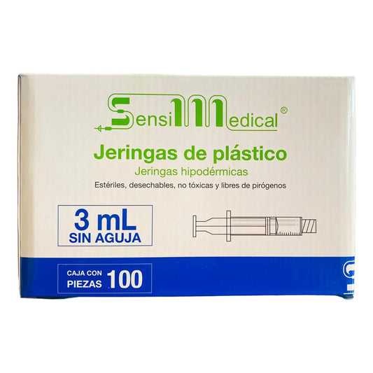 Jeringa 3 Ml Sin Aguja 100 Pzas Sensil Medical Desechables Luer Slip