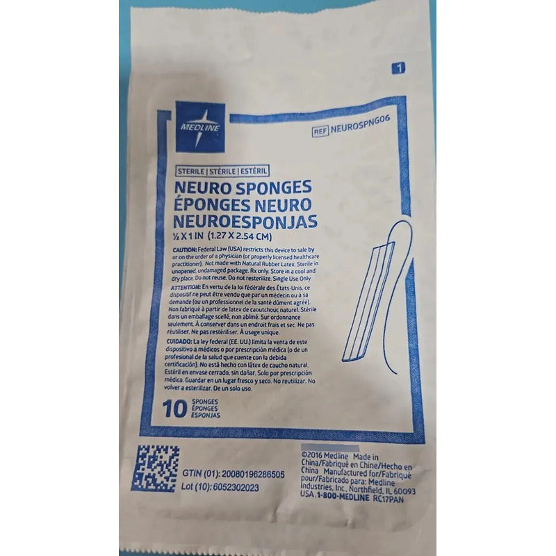 Cotonoide Neuroquirúrgico Medline De 1.27 X 2.54 Cm Azul Claro