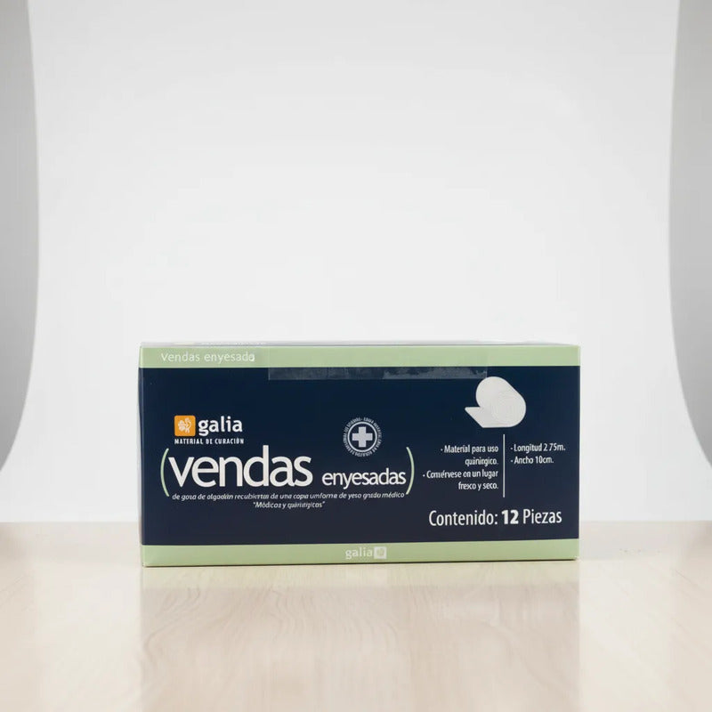 Venda Enyesada Galia 10cm C/12pzas Uso Medico Profesional Blanco
