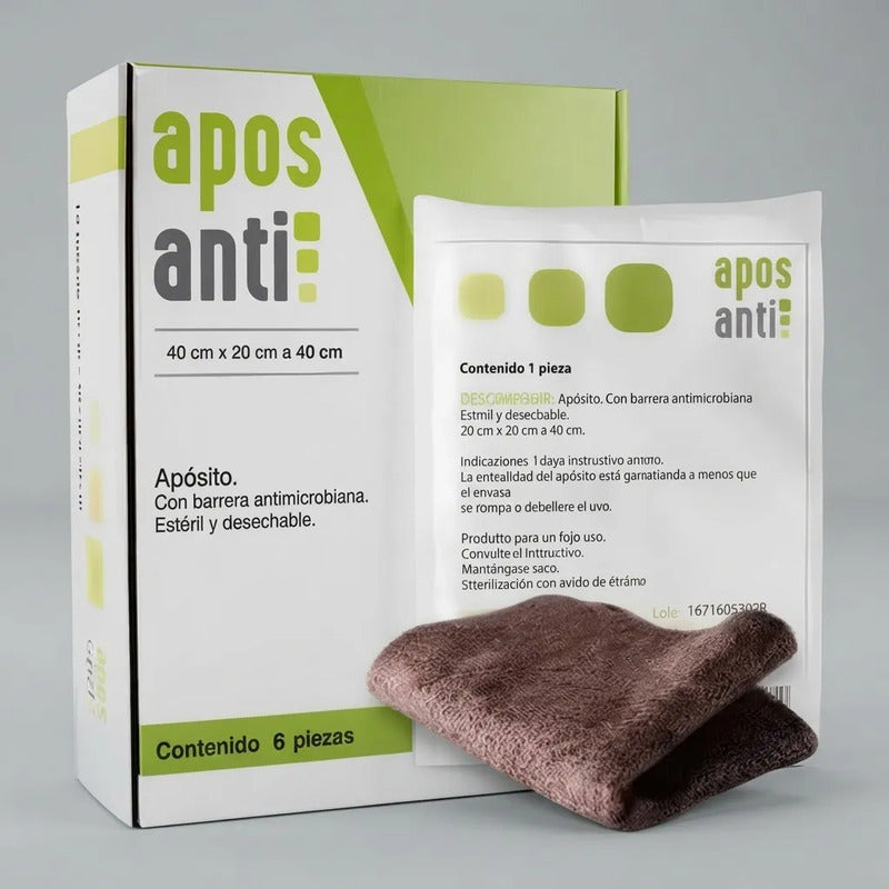Apósito De Barrera Antimicrobiana Caja C/6 20x40cms Verde