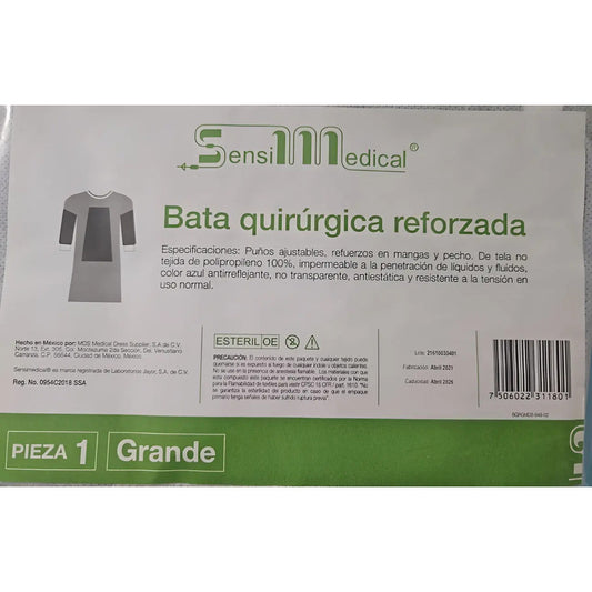 Bata Quirúrgicareforzada Estéril Sellada Marca Sensimedical Azul Grande