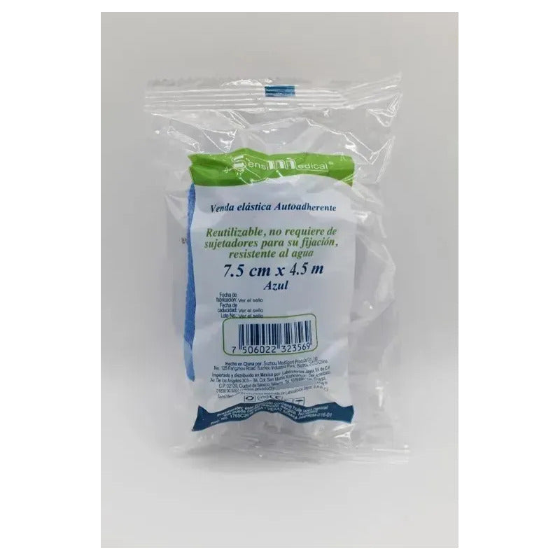 2 Vendas Compresión Deportiva Autoadherente Azul7.5cm X 4.5m Azul