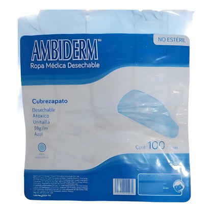 Cubrezapato Desechable Ambiderm Bolsa 100 Pzas Azul Claro Unitalla
