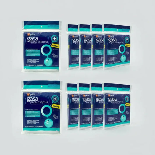 10 Bolsas C/10 Piezas De Gasa Para Asepsia Estéril 10x10cm Blanco