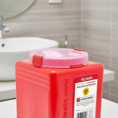 4 Botes Rpbi Contenedor Recolector 1.5 Lts Punzocortante Rojo
