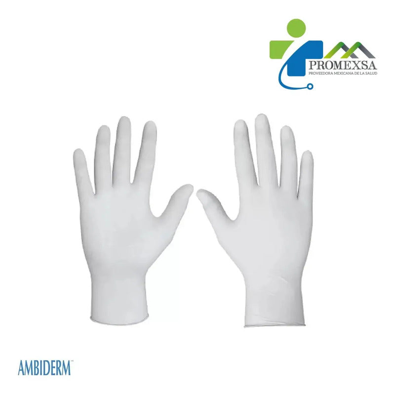Guantes Descartables Ambiderm Plus Color Blanco Talla M De Látex Con Polvo X 100 Unidades