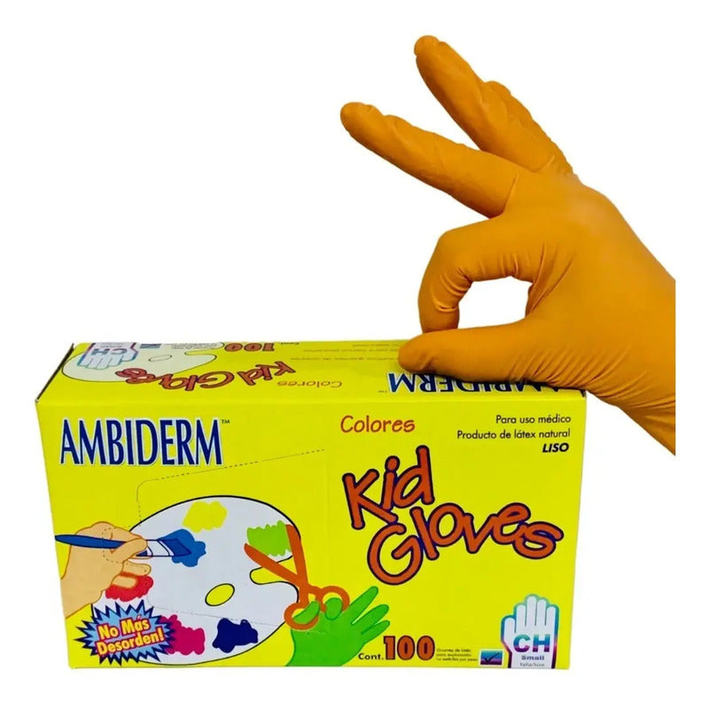 Guante De Latex Kid Gloves Ambiderm Chico Con 100 Piezas Color Con Polvo Sí Talla S Surtido P