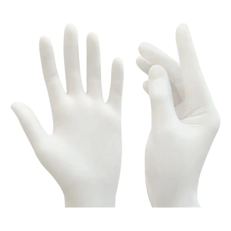 Guante De Latex Plus Ambiderm No Estéril Con 100 Pzas Color Blanco Talla Grande G