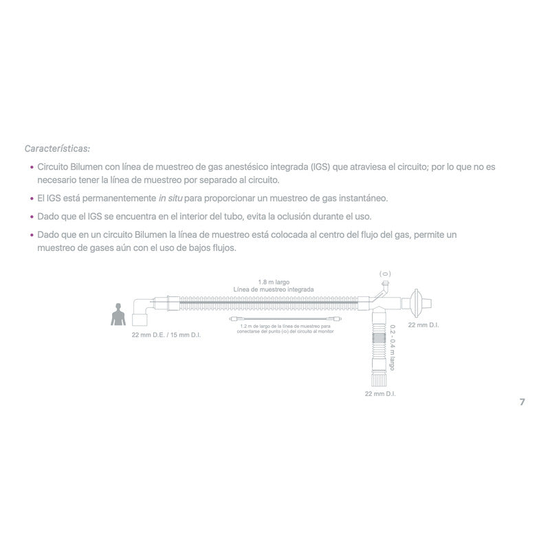 Circuito De Ventilación Para Anestesia Mod. Bilumen Adulto