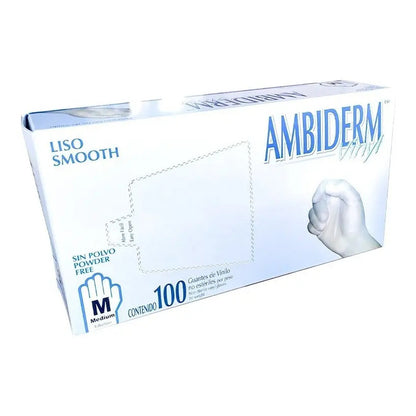 Guantes Descartables Ambiderm Bp Color Transparente Talle M De Vinilo Con Polvo X 100 Unidades
