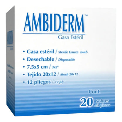 Gasa Estéril Ambiderm 7.5 X5 Cms 20 Sobres 5 C/u