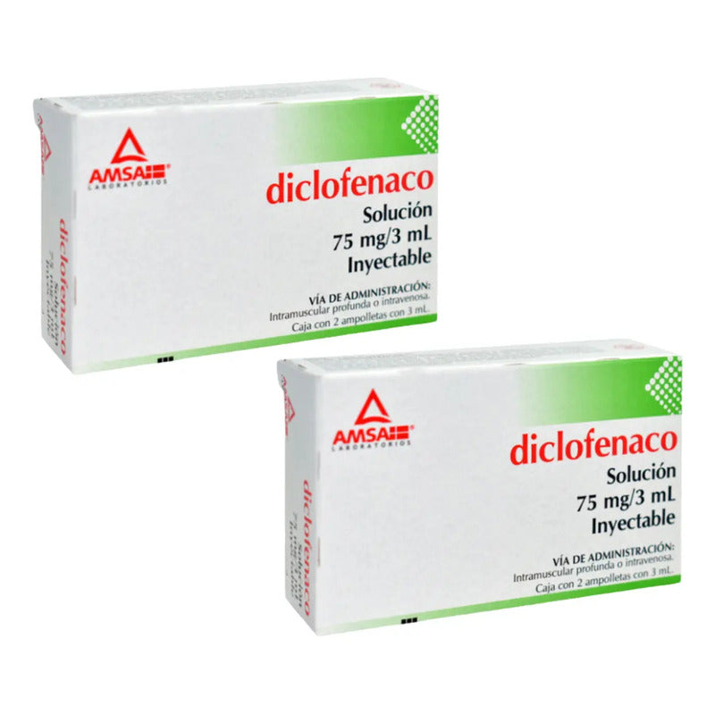Diclofenaco 75 Mg/3 Ml Pack 4 Ampolletas Inyectables Amsa