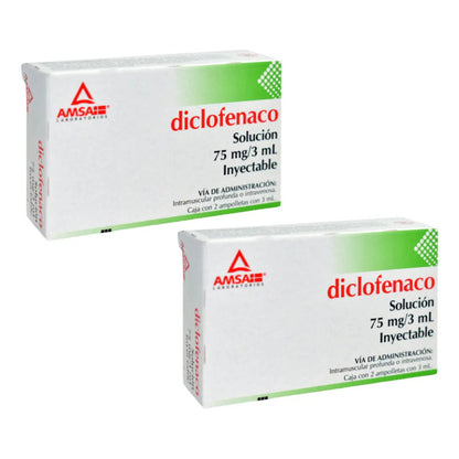 Diclofenaco 75 Mg/3 Ml Pack 4 Ampolletas Inyectables Amsa