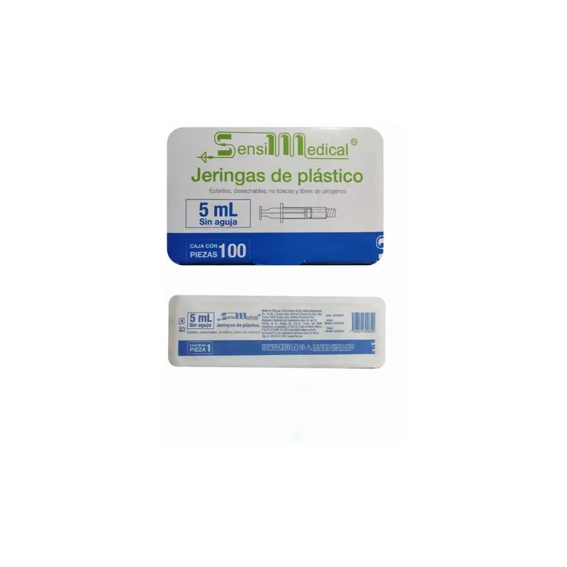 Jeringas Plastico 5ml Luer Lock 100 Unidades Sensi Medical Esteril 5 Ml