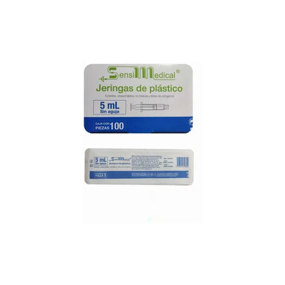 Jeringas Plastico 5ml Luer Lock 100 Unidades Sensi Medical Esteril 5 Ml