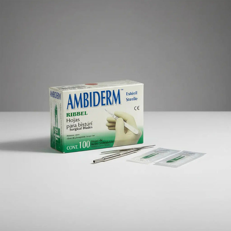 Hoja Para Bisturí Ambiderm #21 Acero Inox Caja Con 100 Hojas