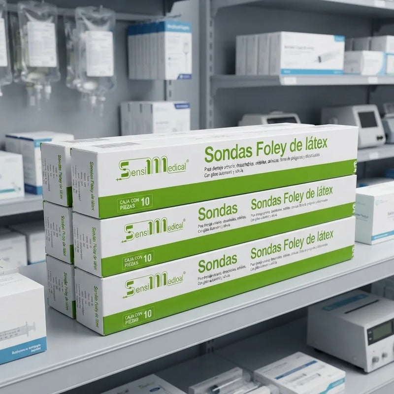 10 Sondas Foley De Látex 2 Vías 12 Fr Globo 5ml Sensimedical