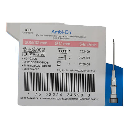 Catéter Intravenoso 20g/32mm Ambiderm 100pz
