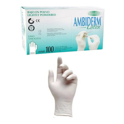 Guante De Látex Ambiderm Confort Color Natural Con Polvo Natural M