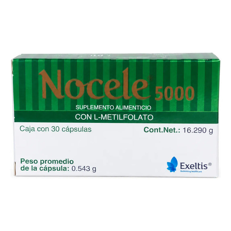Nocele 5000 L-metilfolato 5 Mg 30 Capsulas Exeltis Sin Sabor