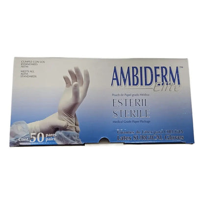 Guante De Látex Para Cirugía Elite 6 1/2 Ambiderm C/50 Pares Blanco 6.5