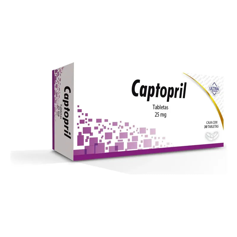 Captopril Tabletas 25 Mg, 30 Tabletas