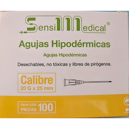 Aguja Hipodermica Sensimedical 20gx25mm 100 Piezas 25 Ml