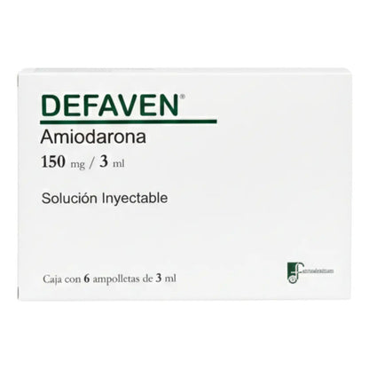 Defaven Amiodarona 150mg/3ml 6 Amp. Inyectables Farmadextrum