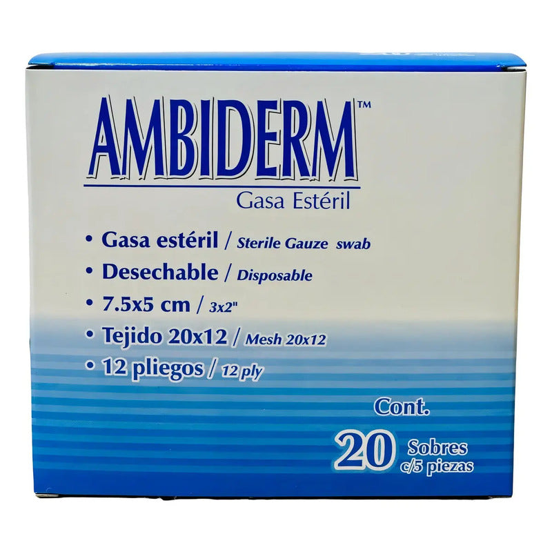 Gasa Estéril Ambiderm 7.5 X5 Cms 20 Sobres 5 C/u