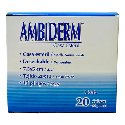 Gasa Estéril Ambiderm 7.5 X5 Cms 20 Sobres 5 C/u