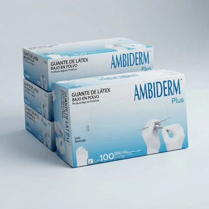Guante De Latex Ambiderm Plus Caja Con 100 Talla Gde Blanco Grande