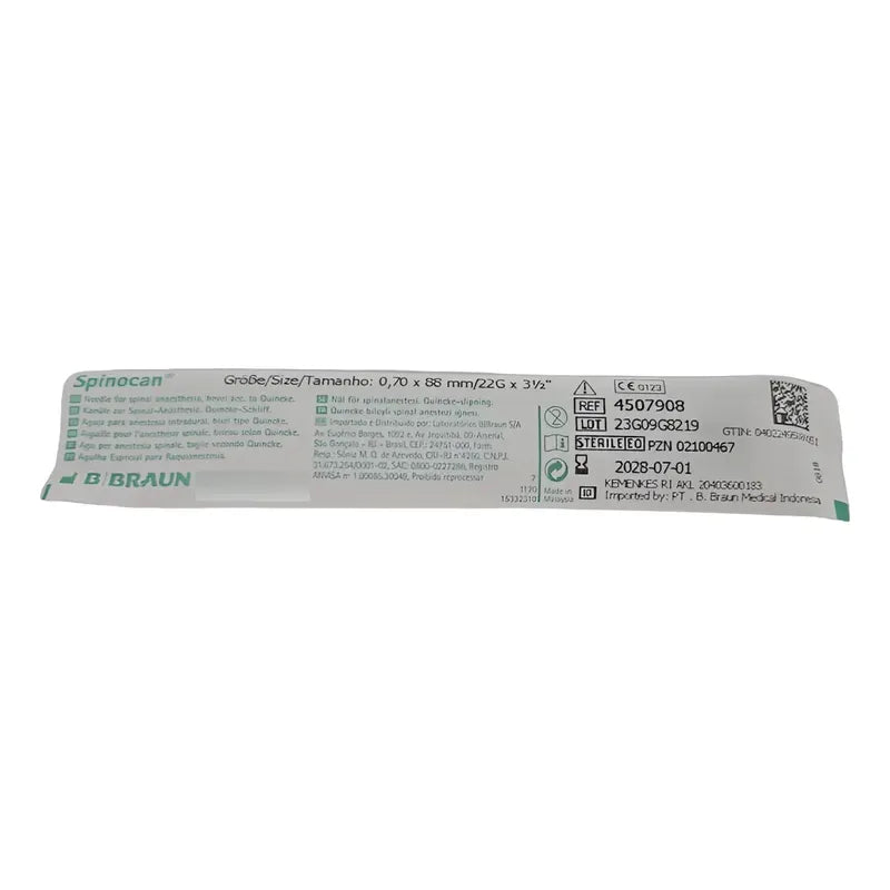 5 Spinocan Aguja De Raquianestesia Medidas A Elegir .7x88mm22g X 3.5 In Negra