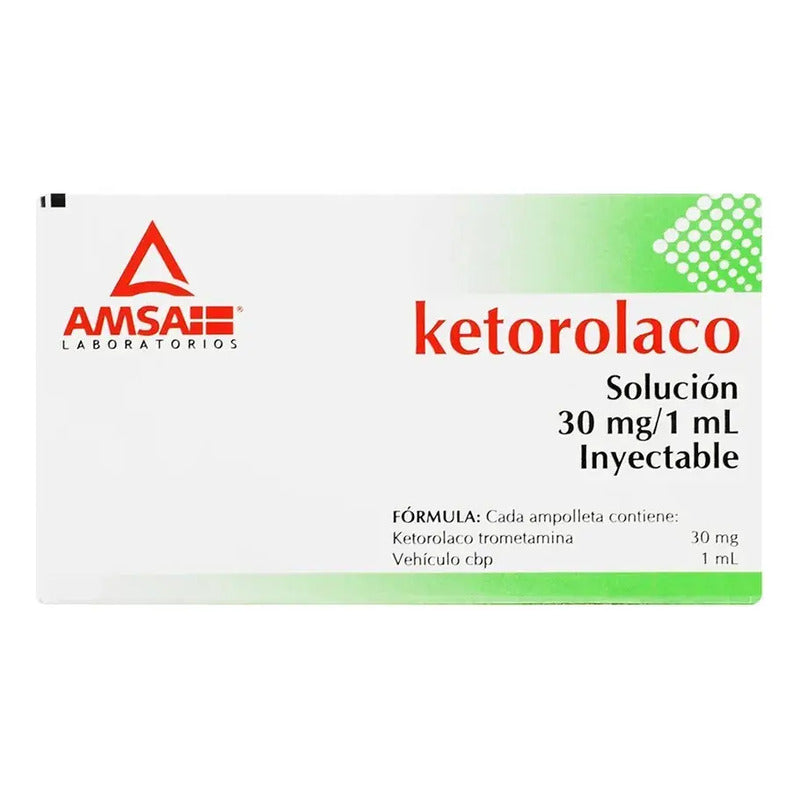 Ketorolaco 30 Mg/1ml Solución Inyectable C/3 Ampolletas