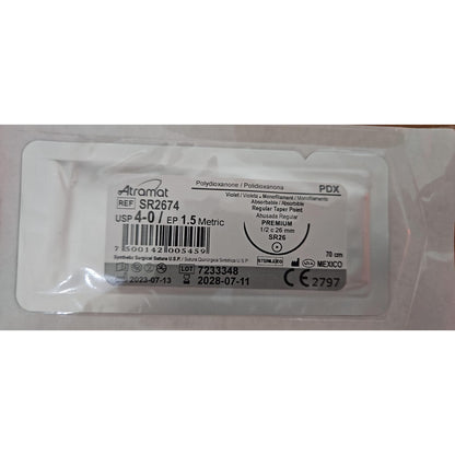 Atramat Sutura Pdx  Pds Polidioxanona 4-0 Redonda 26mm Gris