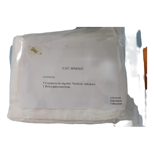 Compresa Quirúrgica Para Vientre Esteril 70x45cm C/5 Pz