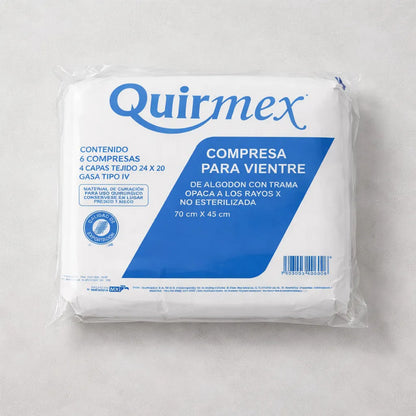 Compresa P/vientre, De Algodón No Estéril C/6 Pz 70x45cm Blanco