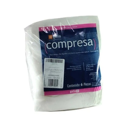 Compresa Galia Para Vientre, De Algodón No Estéril C/6 Pz Con Trama