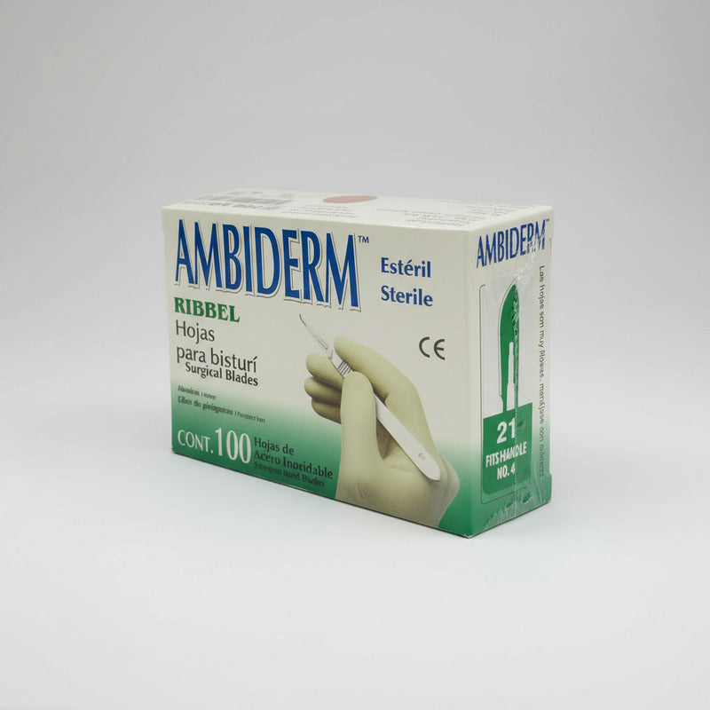 Hoja Para Bisturí Ambiderm #21 Acero Inox Caja Con 100 Hojas