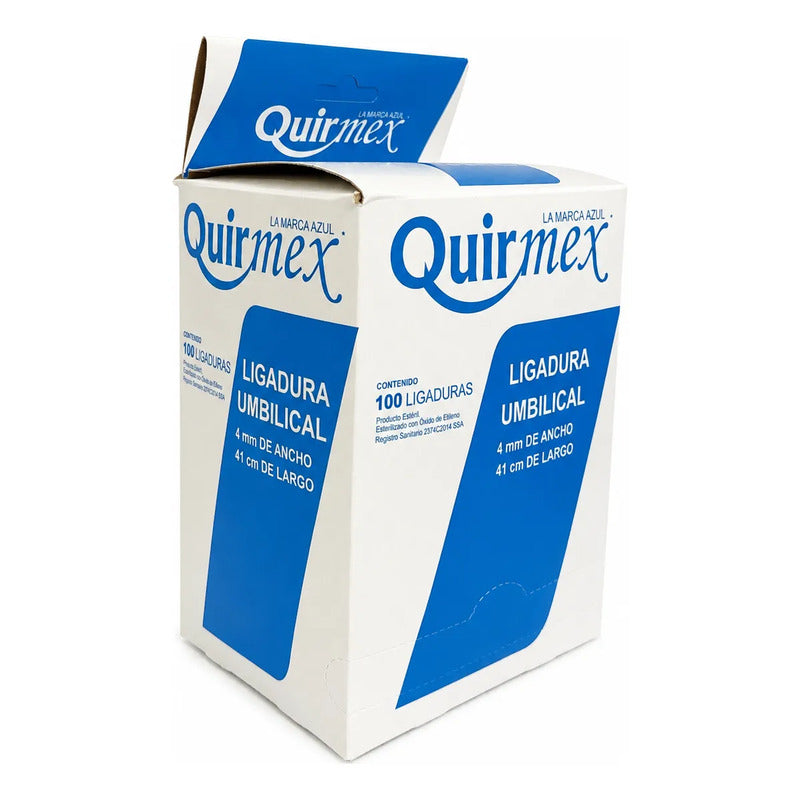 100 Cintas Umbilicales Quirmex Estéril 4 Mm X 41 Cm Blanco