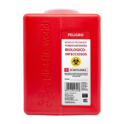 Bote | Recolector | Contenedor 7.5 Lts Punzocortante | Rpbi Rojo