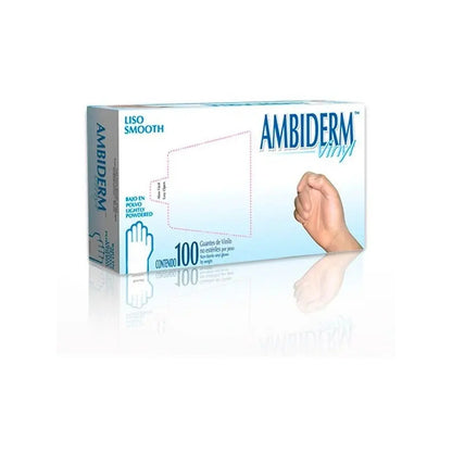 Guantes Descartables Ambiderm Bp Color Transparente Talle M De Vinilo Con Polvo X 100 Unidades