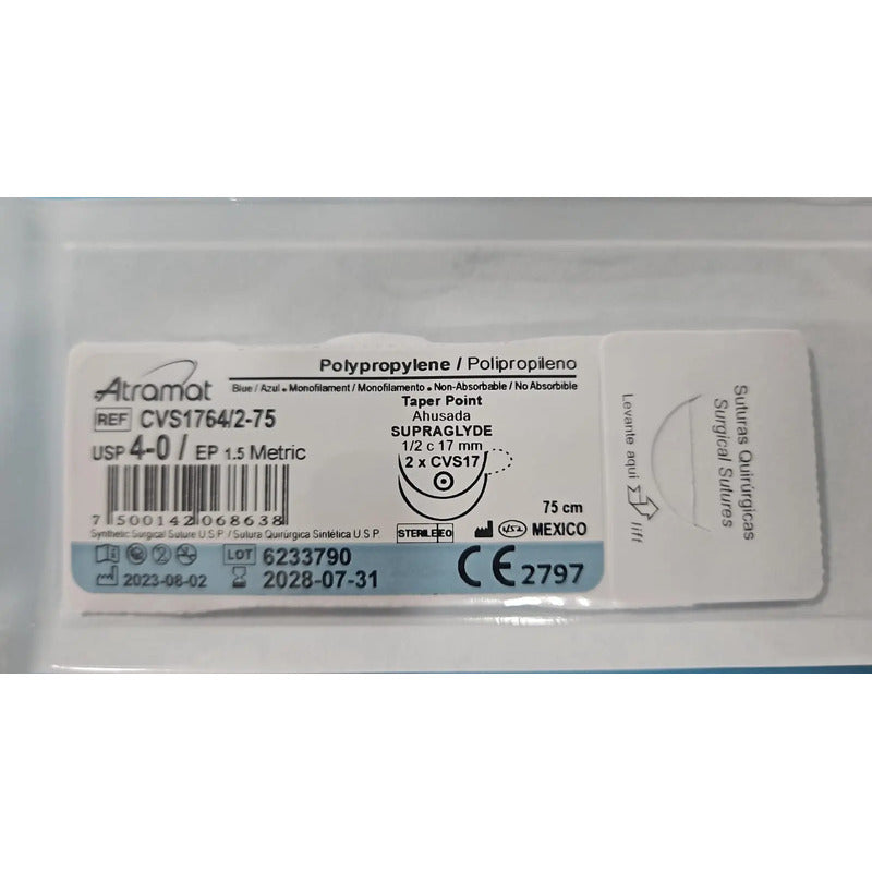 Sutura Atramat Polipropileno Doble Armada Tamaños A Elegir 4-0 Redondo Cvs17mm