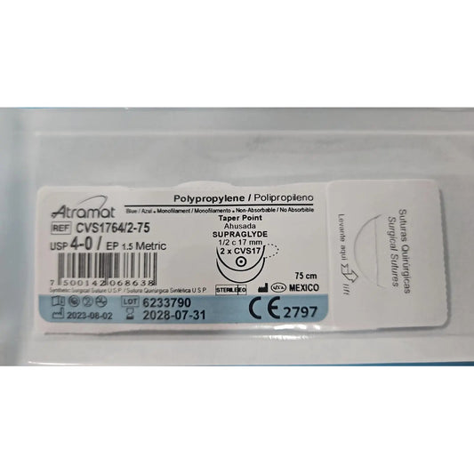 Sutura Atramat Polipropileno Doble Armada Tamaños A Elegir 4-0 Redondo Cvs17mm