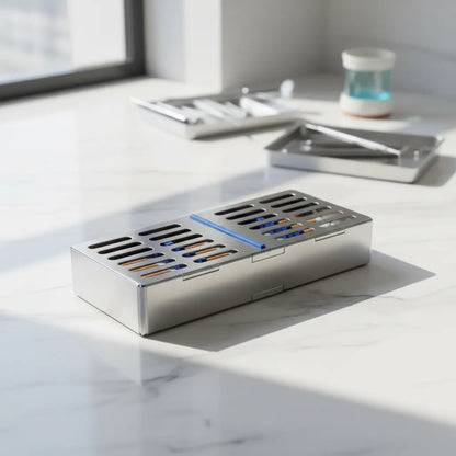 Caja Para Esterilizar Para 7 Pikas De Otorrino O Dental Plateado